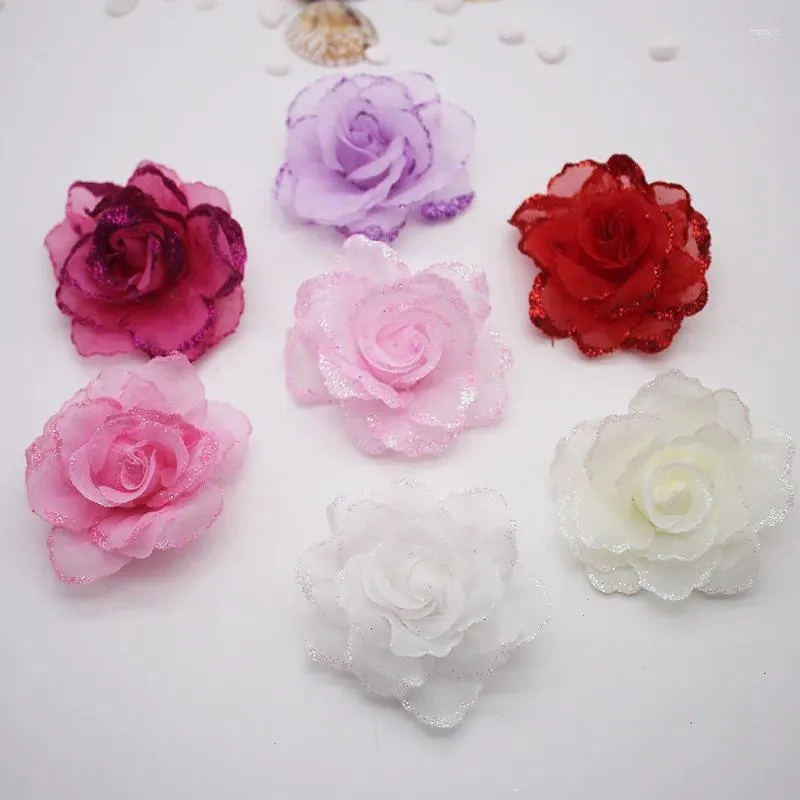 Fleurs décoratives DIY Simulate Rose Blossom Hair Clip Bride Bridesmaid Head Bijoux Cérémonie de mariage Fleur