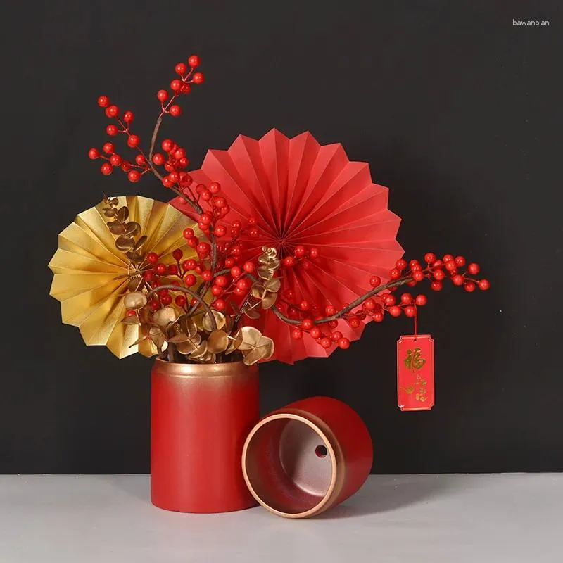 Wazony chiński rok kwiatowy salon dekoracyjny świąteczny dekretop stołowy donice krajobraz cem