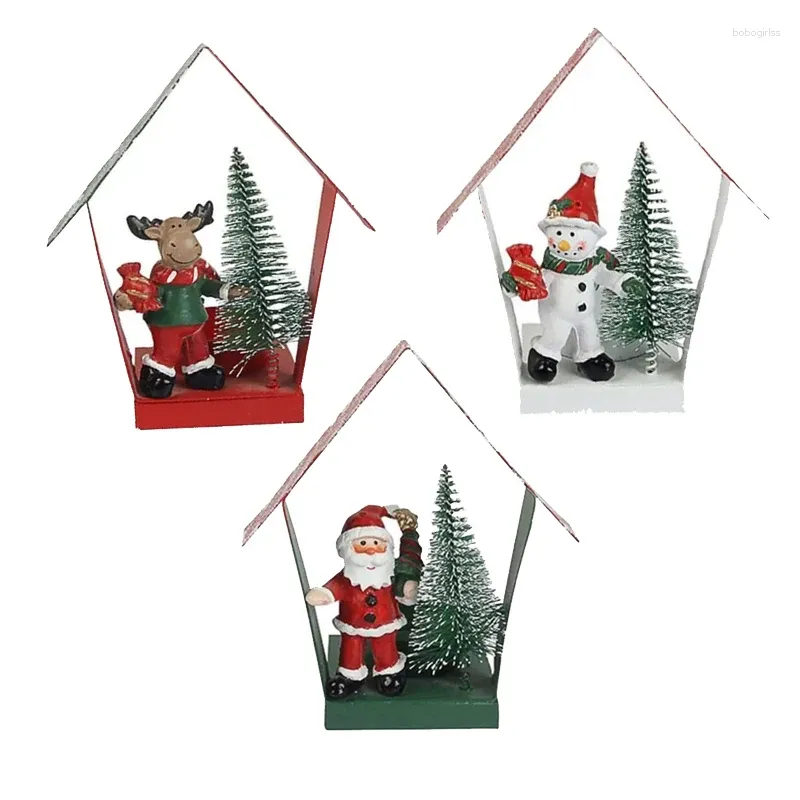 Candle Holders Christmas Ornaments Wrought Iron Holder Old Elk Snowman Desktop Window Decoration Tree