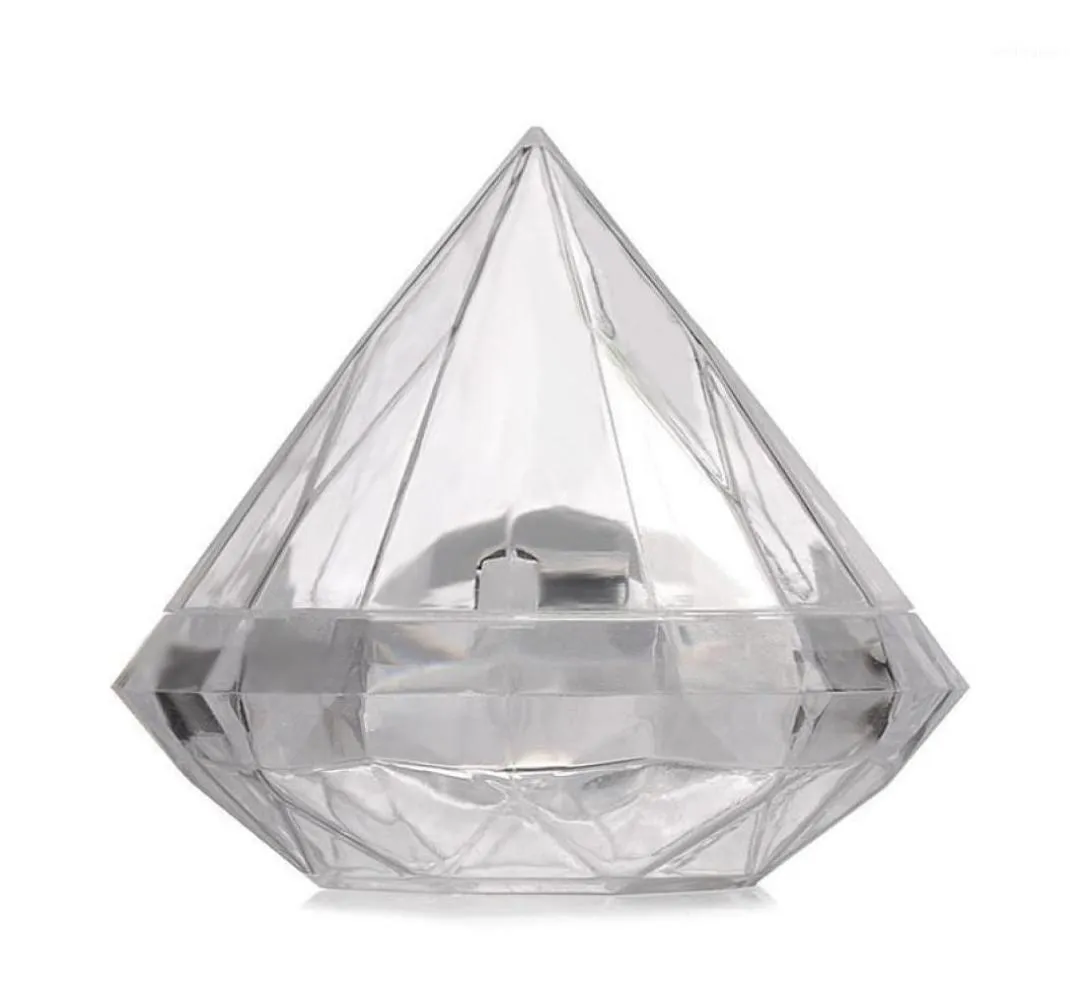 Opakowanie na prezent 48PCLlot Przezroczysty plastikowy diamentowy kształt cukierki Candy Pudełko na czysty ślub pudełka przychylnie Prezenty prezenty Givea boda18526670