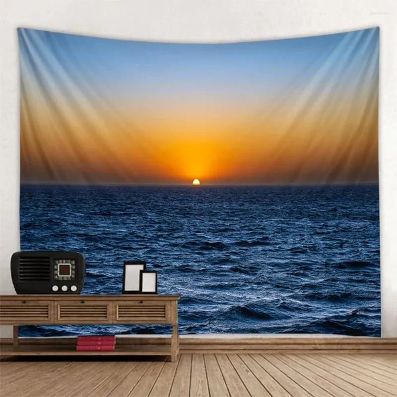 Arazzi Ocean Sunrise Sunset Autestry Paesaggio grande muro di decorazione hippie sospesa Sfondo per la casa arte domestica