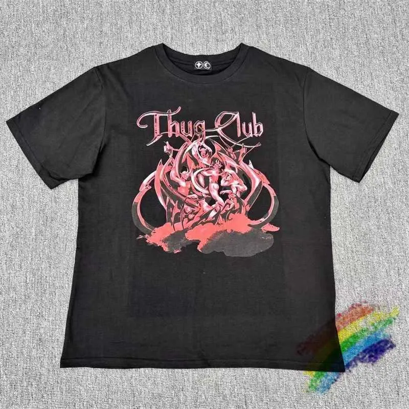 T-shirts masculins 2024SS Thug Club Digital Printing t Men Femmes T-shirt vintage Tops surdimensionnés Short Shirt H240508