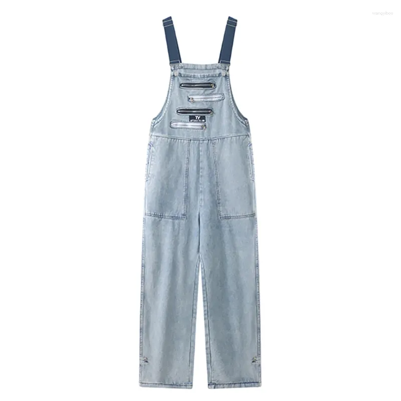 Dames jeans dames denim broek overalls mode blauwe schorsing broek casual rechte losse hoge taille jumpsuit