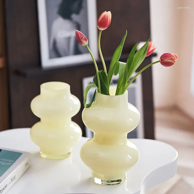 VASES ANCINTION VASE HIGH-END GLASS LIVING ROOM FLOWER ARFRINCE装飾的な装飾水耕栽培文化の装飾