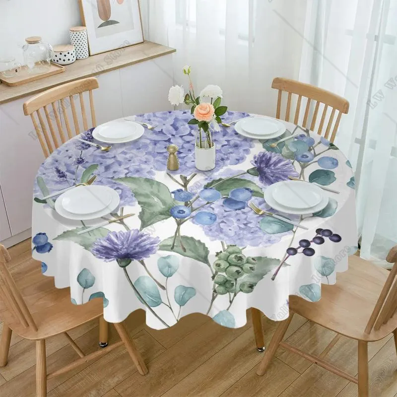 Tableau de nappe de source aquarelle de fleurs hydrangea nappe étanche décoration de mariage maison de cuisine couvre-salle à manger