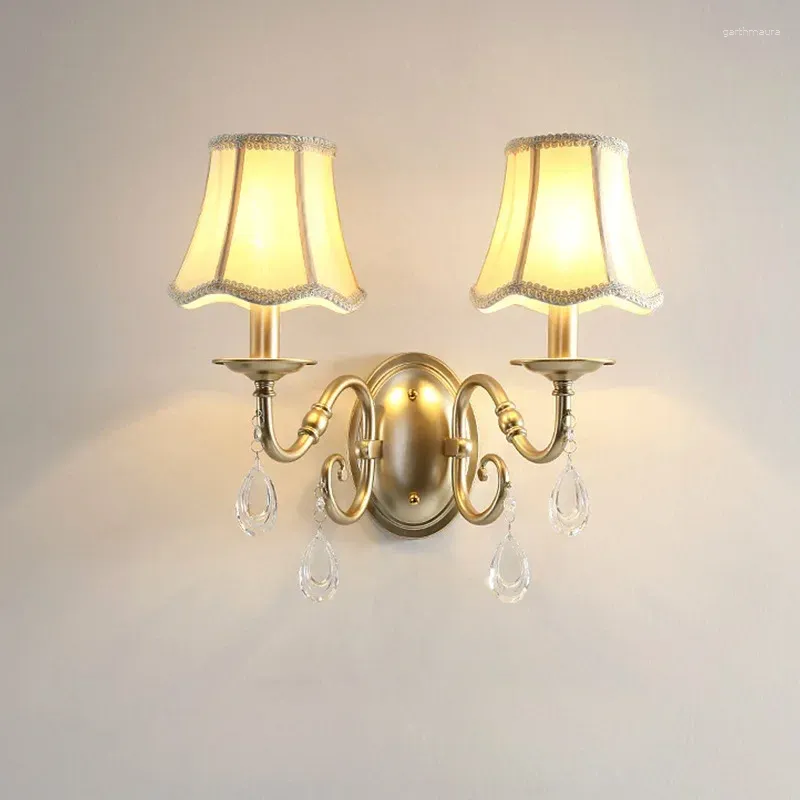 Lâmpadas de parede American Crystal Teto Cristal Luz nórdica iluminação moderna decoração de casa sala de estar de quarto corredor led ferro retro pingente