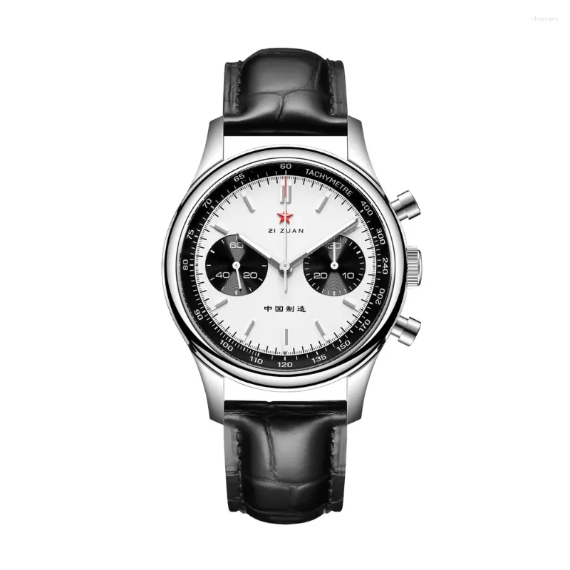 Montre-bracelets Red Star 1963 Chronographes montres 40 mm Mouvement mécanique Mouvement de serrage saphir Sapphire Pilots imperméables