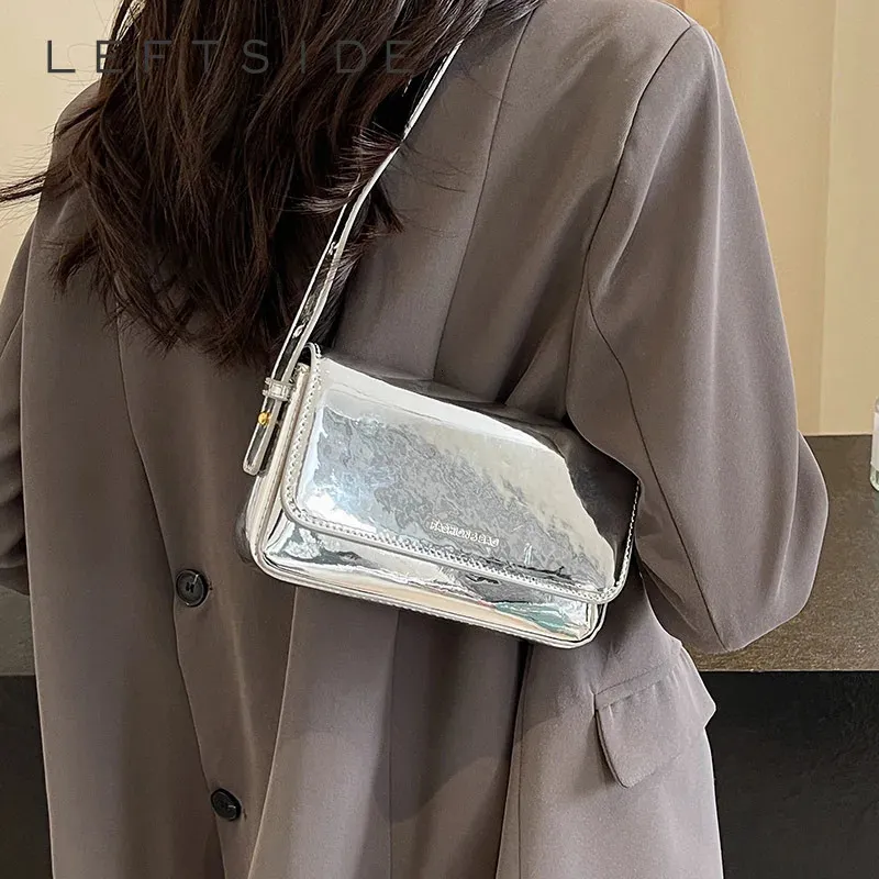 Mini Pu Mini Pu кожаная кожа милые лоскутные сумки роскошные серебряные корейские модные сумки для плеч дизайнерские сумочки и кошельки 240508