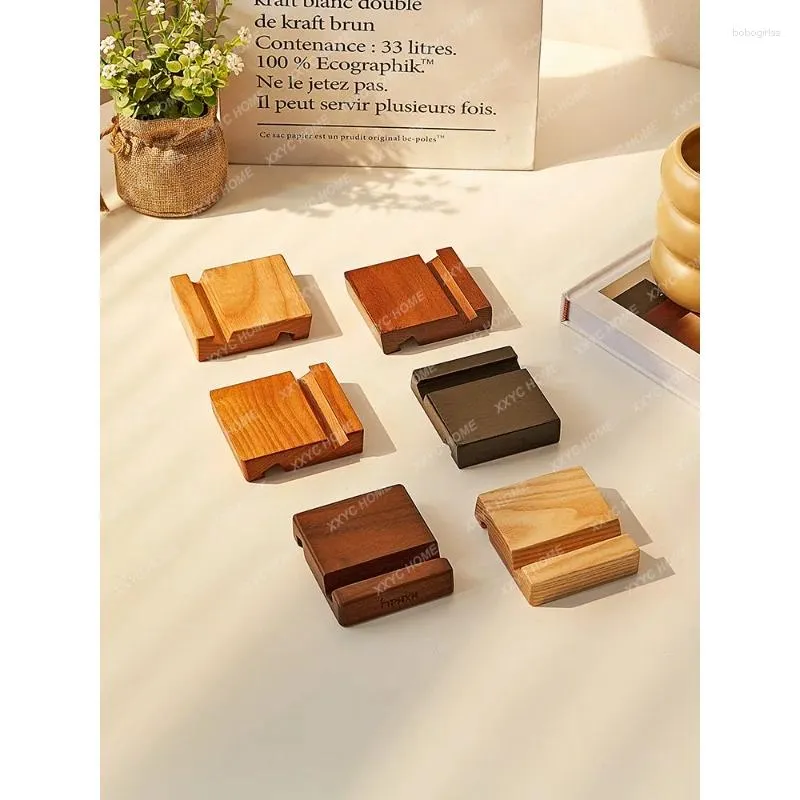 Dekorativa figurer möbler solid träblock färgplatta mobiltelefon skrivbord tablett stativ kreativ trä liten prov