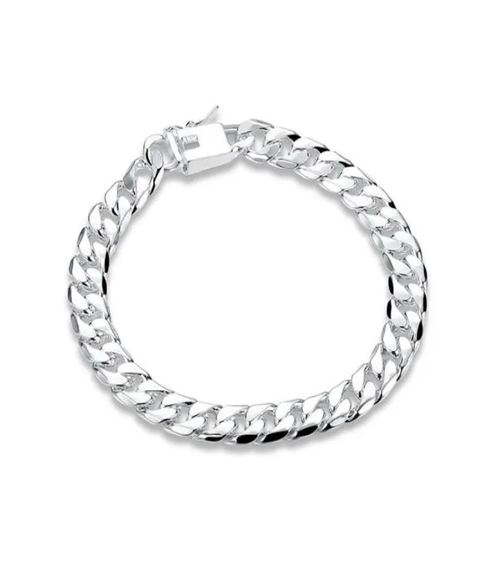 Catena laterale da 8 mm MANUNA MANI MASCHIO MASCHIO Sterling in argento placcato uomini e donne Bracciale d'argento SPB2274342344