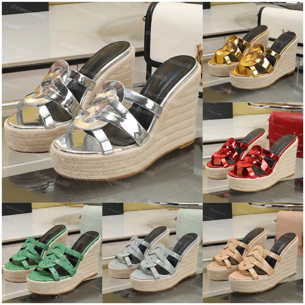 Platform Espadrille Sandals Designers Wedge Sandals Women Top-Quality High Heels Sandal Summer Beach Sexy Wedding Shoes