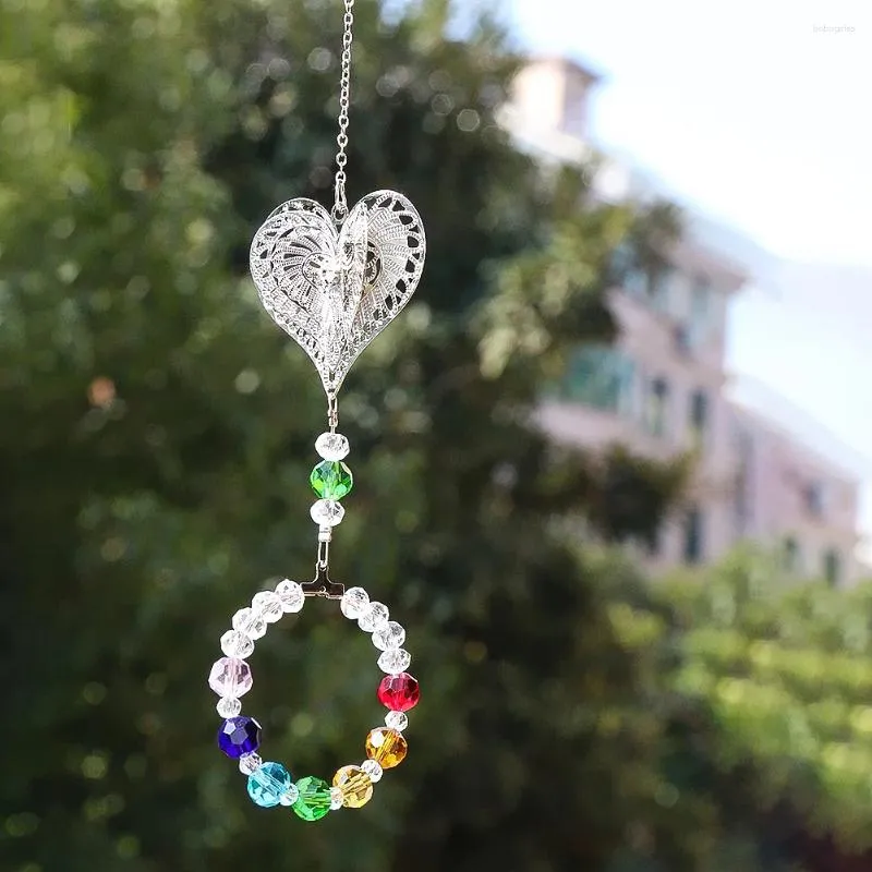 Figurines décoratives multicouches amour coeur coloré à facettes à facette Crystal Sun Catcher Prism Pendant Handmade DIY Window Garden Car suspension