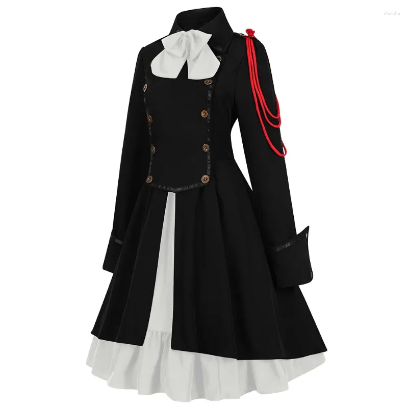 Abiti casual Donne abito gotico lolita con arco d'arco vintage a vapore a steampunk maniche lunghe cosplay covie