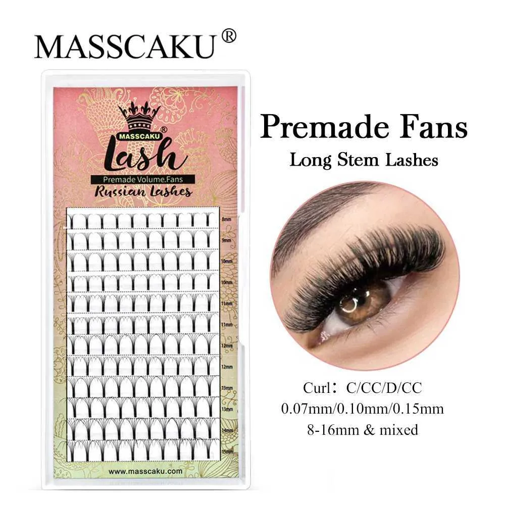 False Eyelashes MASSCAKU eyelash prefabricated volume fan 3d/4d/5d/6d Russian roll extension artificial mink Q240510