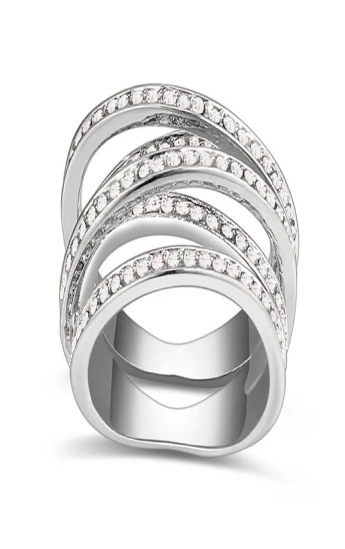 New arrival for famous brands design nickel plated Spiral wedding rings made with Austrian elements crystal gift9887343
