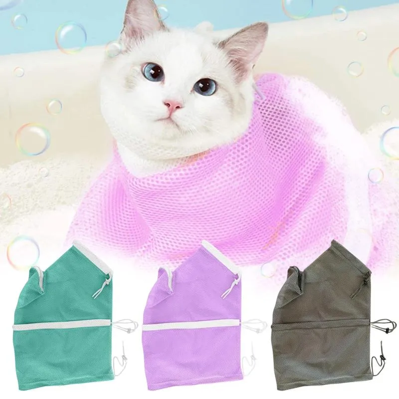 Kedi Taşıyıcılar 1 PC PET Yumuşak Tımar Çantası Ayarlanabilir Çok Fonksiyonlu Polyester Çamaşır Duş Duş Çantaları Tırnak Kırpma