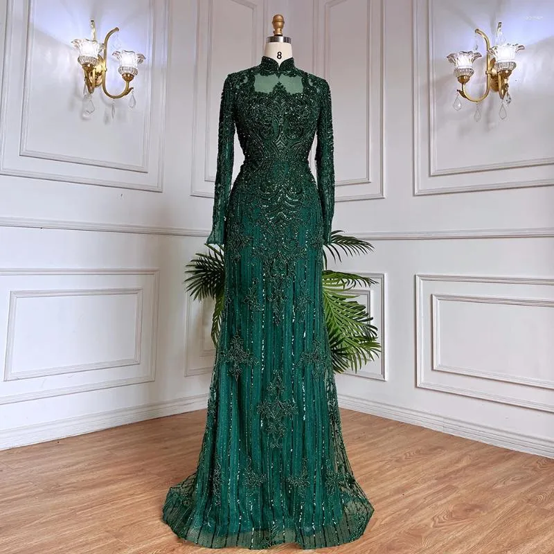 Robes de fête sereine colline musulmane verte sirène dentelle en dentelle de linge de luxe de luxe dubaï pour femmes mariage 2024 CLA71983