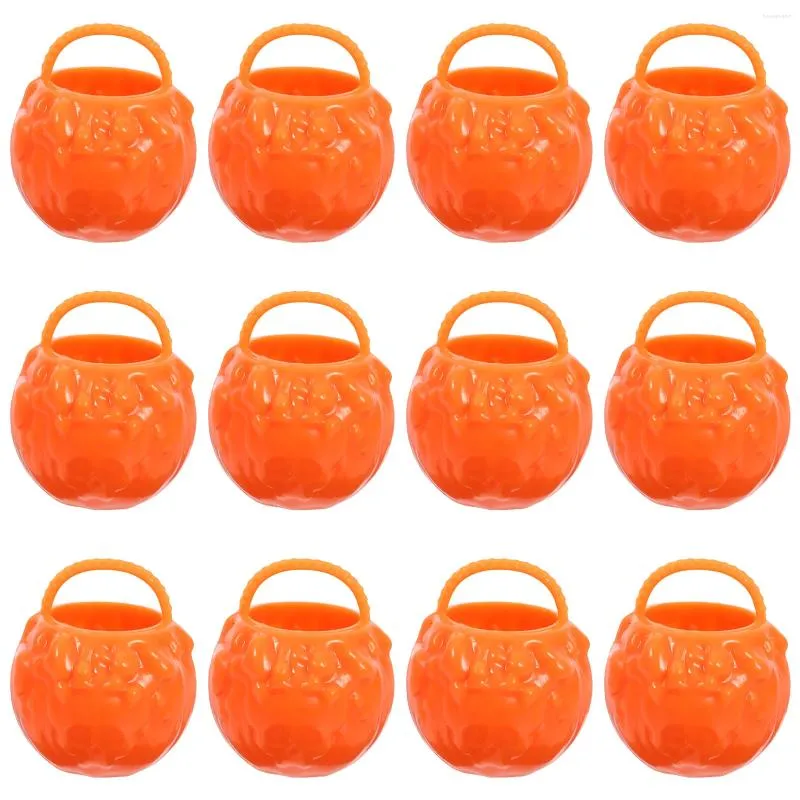 Opslagflessen 12 pc's Halloween Witch Bucket Mini Plastic Cauldron Miniature Decor Cauldrons Toy Pot Kettle