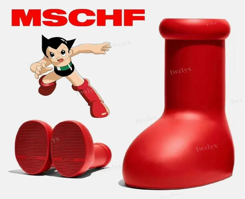 Big Red Boot Designer Astro Boy Rain Boots для мужчин и женских круглых головок толстые дно без скольжения резиновая платформа Shell B2840993
