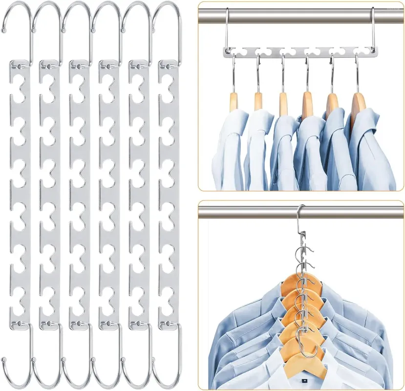 Hangers 6 Pack Magic Clothing Sturdy Metal Wardrobe Closet Organizer And Storage Space Saving Hanger Of Cascading