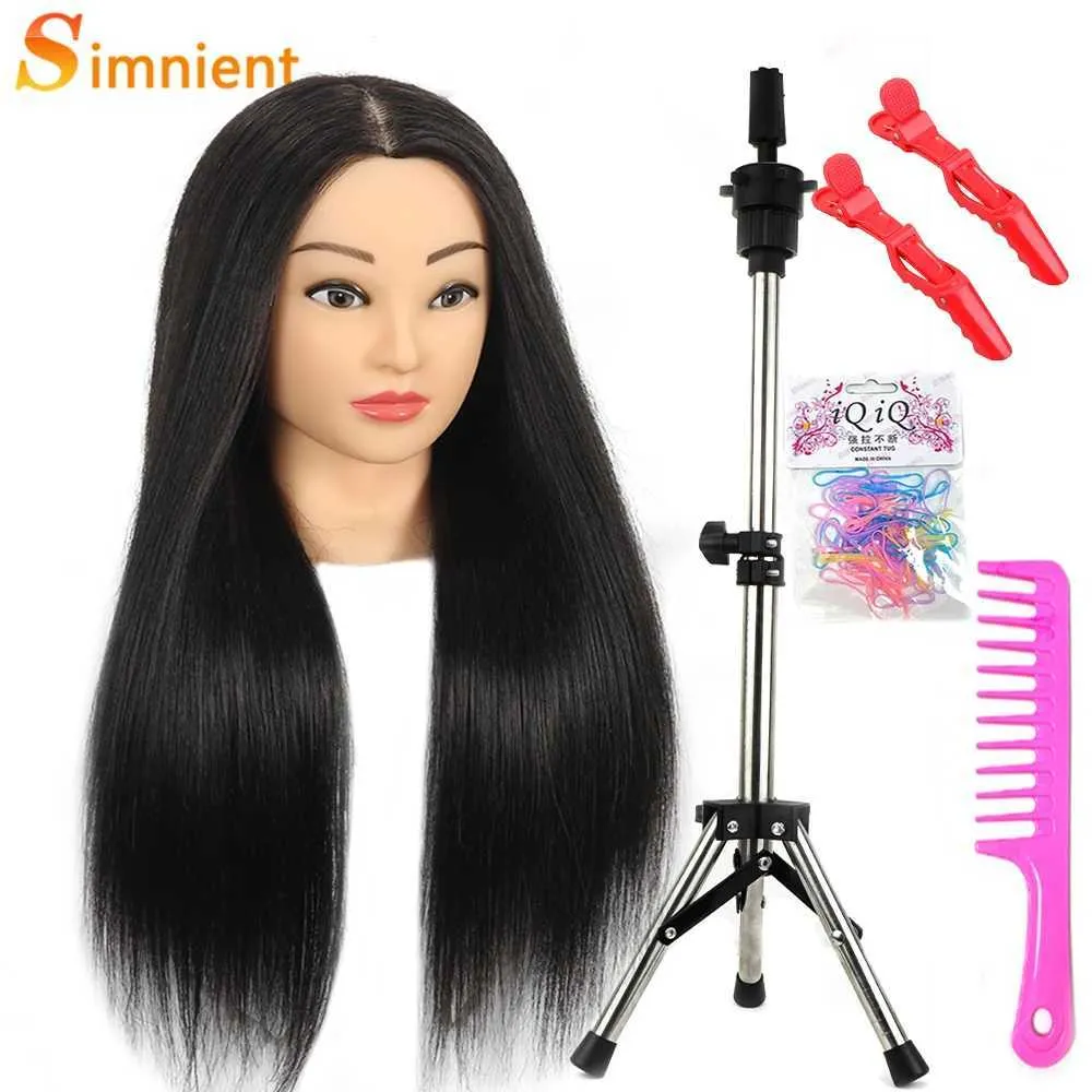 Têtes de mannequin tête de 26 pouces de long mannequin 85% réels de coiffure coiffure coiffure cosmétique Q240510