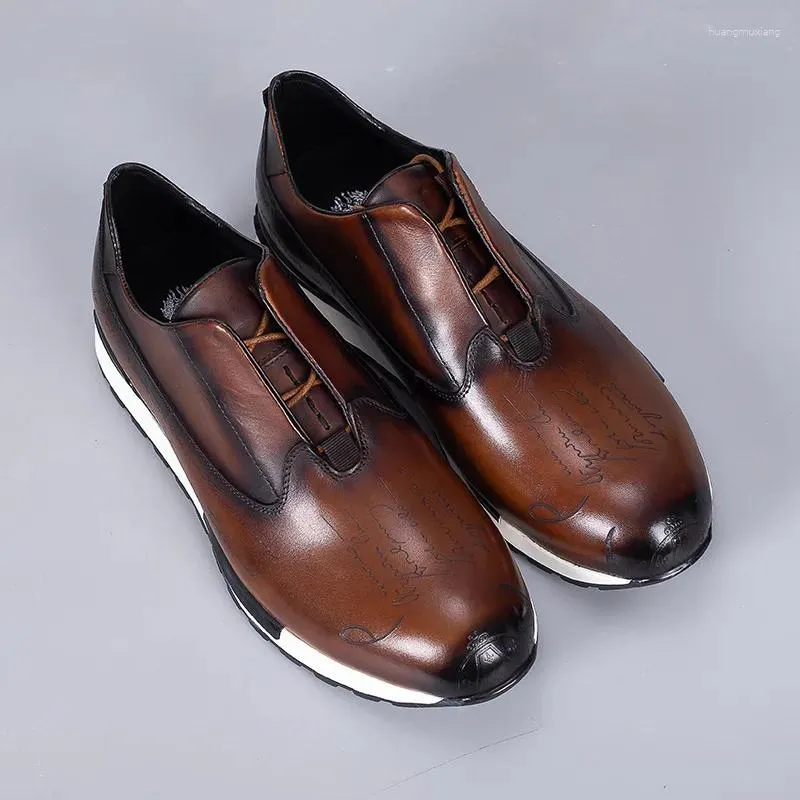 Scarpe casual da uomo di lusso sneakers vera in pelle allaccia-up comoda oxford vintage per uomini calzature piatte da passeggio all'aperto