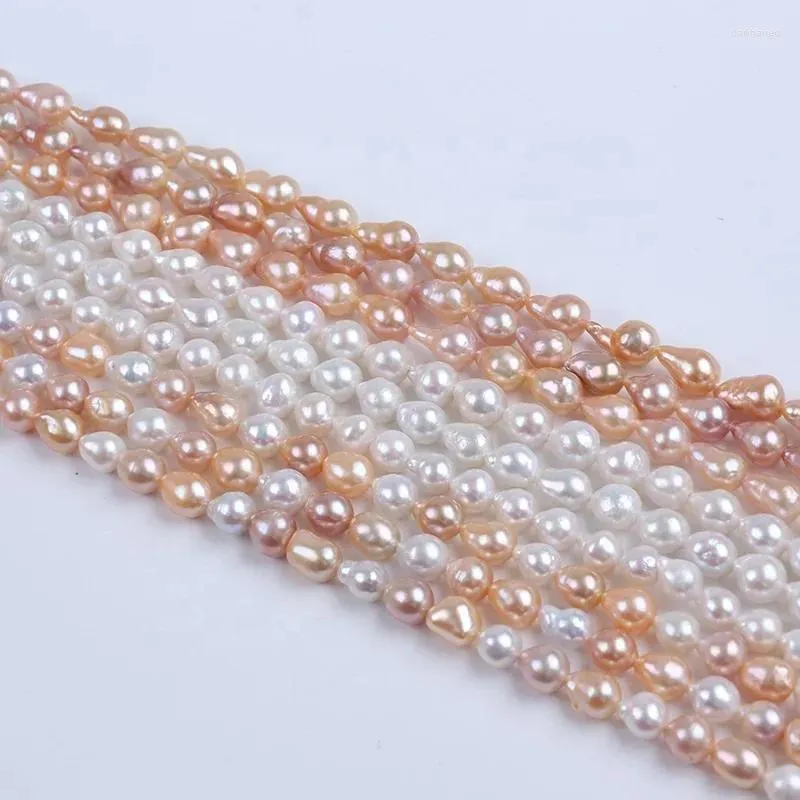 Chains Wholesale 8-9mm Natural White Pink Color Freshwater Pearl Strand Edison Loose Pearls With Tail String For Jewelry Making