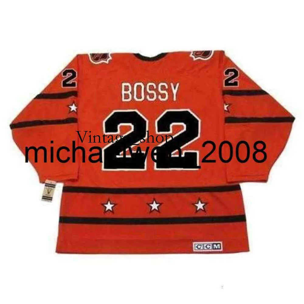 Vin Weng 남자 여자 청소년 Bossy 1978 CCM Vintage Back All Star Hockey Jersey All Stitched Top-Quality 모든 이름 모든 숫자 골키퍼 컷