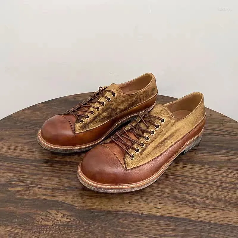 Scarpe casual cuoio in pelle di cuoio in tela vintage maschi di alta qualità fatti di alta qualità