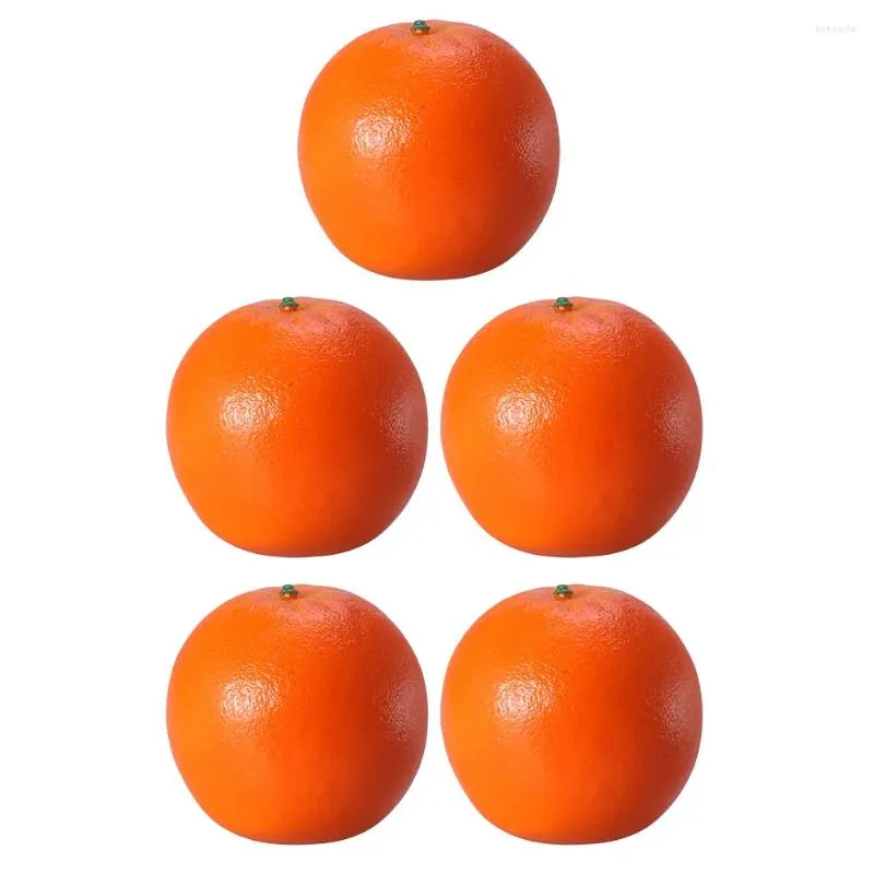 Decoratieve bloemen 5 pc's oranje model levense decoraties fruit peuter speelgoed plastic spelen sinaasappels rekwisieten gesimuleerde modellen nep