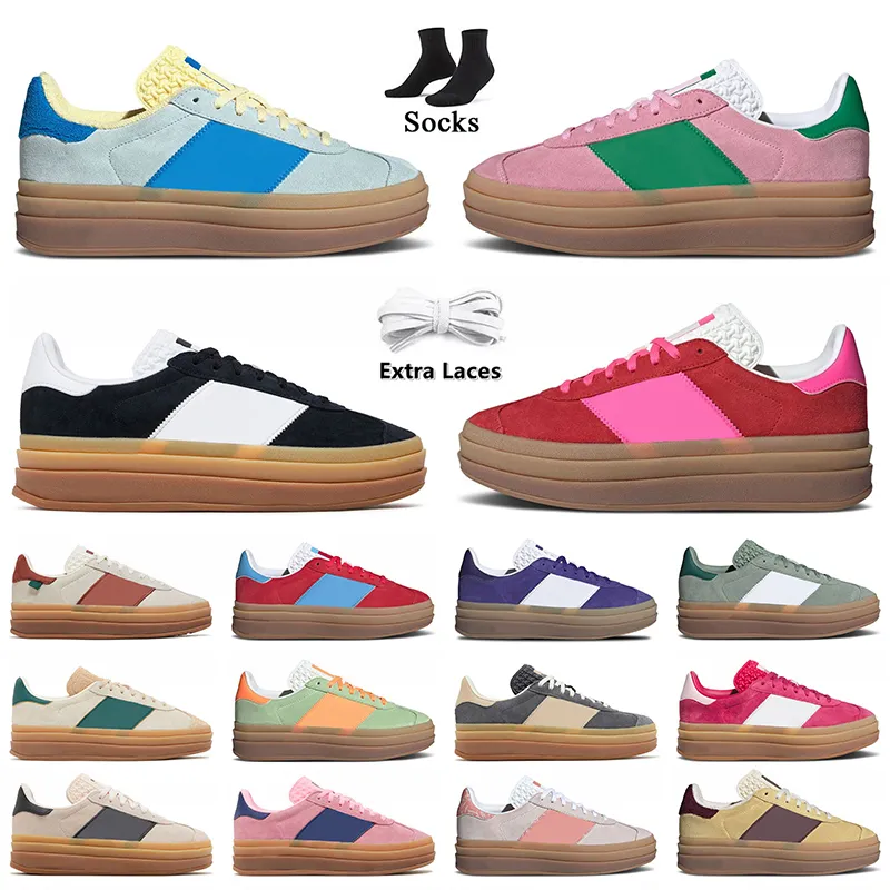 Top Quality Bold Women Designer Dress Shoes True Pink Green Almost Blue Yellow Wonder Quartz Black Gum Platform Sneakers Suede Leather Upper Girls Womens Trainers