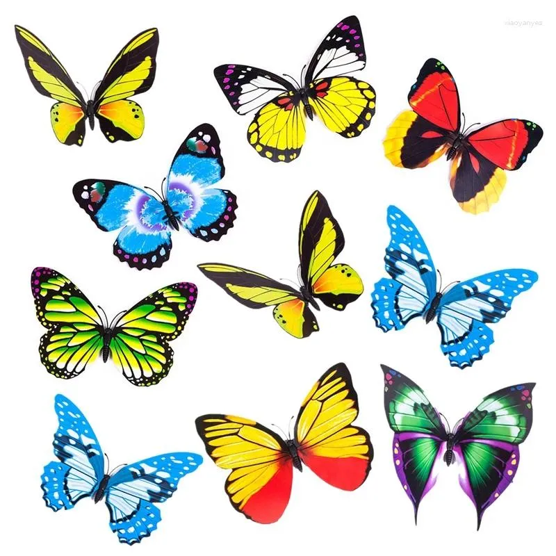 Decorative Figurines Butterfly Wall Art Decor Sculpture Hanging For Home Yard Patio Garden Decoration Random Color 10PCS