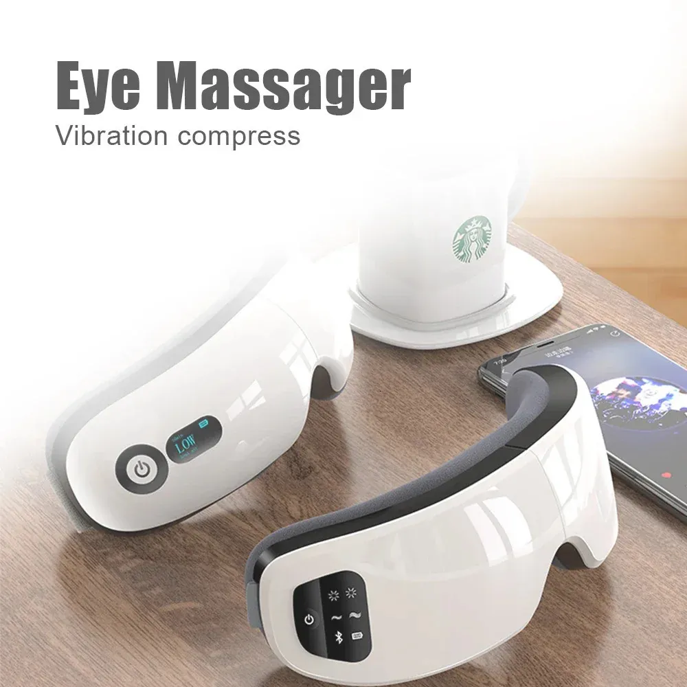 Opvouwbare oogmassager USB opladen Smart mask vibrator Comprims Bluetooth Musice Care Verwarming Vermoeidheid Relief Device 240430