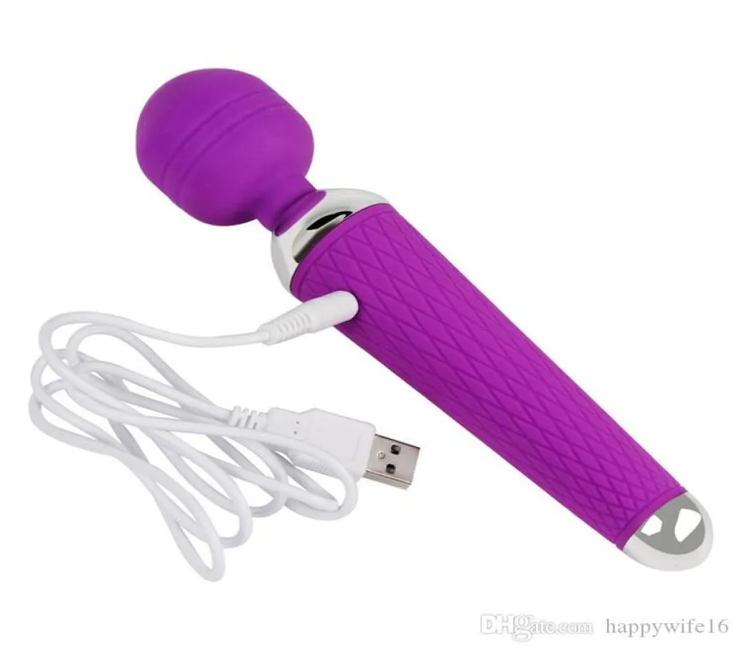 2020 Billiga vuxna sexleksaker USB -uppladdningsbar silikonstavmassager vibrator 20 vibrationslägen matgrad sex vibratorer5631766