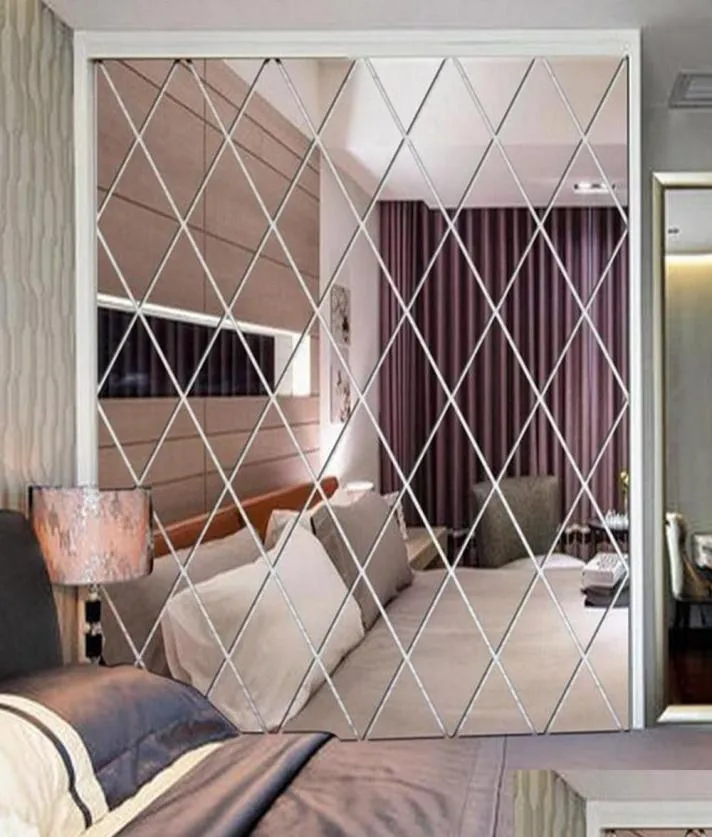 Diamond Pattern Autocollant Living Room Decor 3D Mirror Wall Autocollants Home Decoration Crafts DIY ACCESSOIRE Y200102 WYKVJ 3VTDR2349534