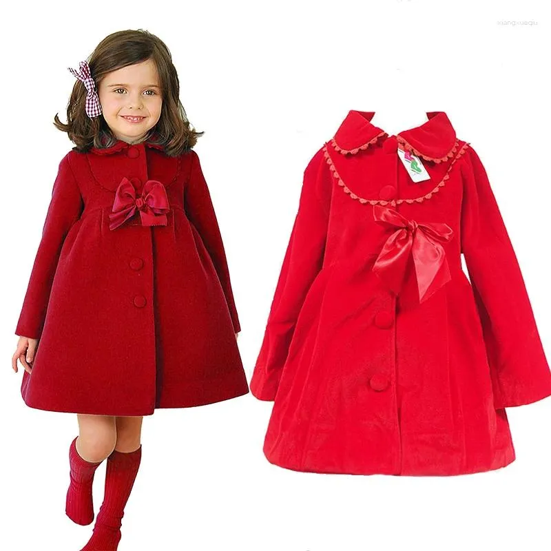 Vestes coablage d'enfants pour les filles hiver chauds mignon arc fille en dente