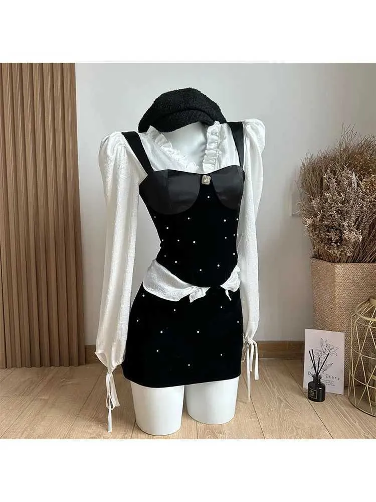 Двух кусочков Женщина наряды 2 Set Юбка A-Line Mini Blouses