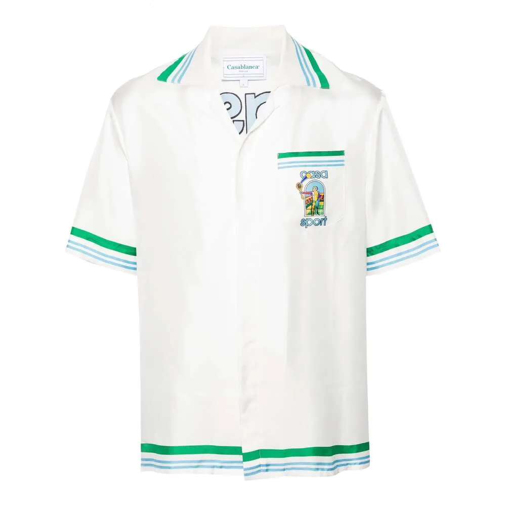 カサブランカカサスポーツシルクシャツメンデザイナーハワイアンボタンアップシャツ半袖ビーチシャツカサブランカ