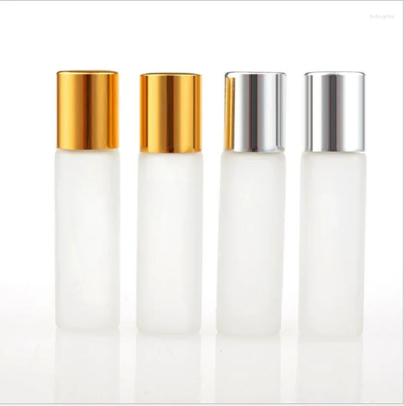 Lagerflaschen 5 ml Gefrostierte Glasflasche Stahlkugel Rollen auf Augencreme Parfüm ätherisch Öl/Lipgloss/Honig Hautpflege Kosmetik