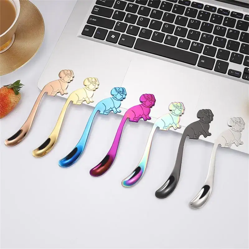 Spoons Exquisite Appearance Creative Dog Spoon Seven Colors Available Kitchen Gadget For Home Office Bar Party Mirror Polishing