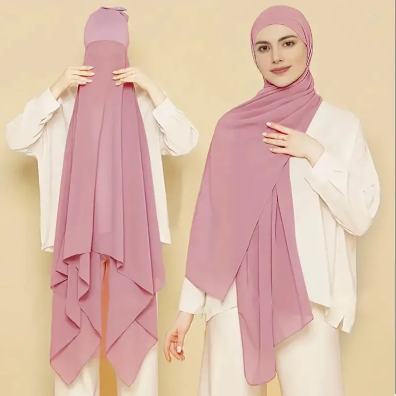 Vêtements ethniques Hijab Femme Musulman Instant Cluffon avec une couleur de couleur solide de la mode Undercap s'enroule sous Swarf Caps Bandage musulman