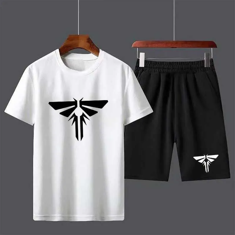 Survêtements masculins Notre dernière partie est 2 shorts de t-shirts pour hommes en coton set en ruissellement décontracté.