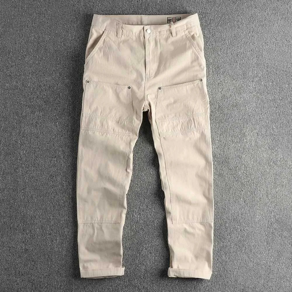 Men's Pants Cotton seed canvas fabric cargo casual pants for mens retro trend cargo pantsL2405