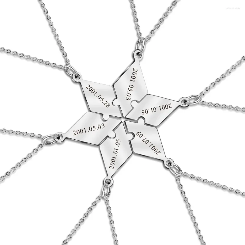 Colliers pendants Polishedplus à six points star rhombus épissant le collier de puzzle personnaliser les noms d'amis de la famille pour femmes bijoux cadeaux