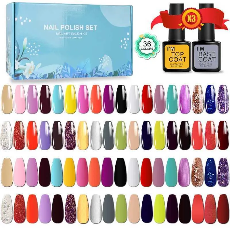 Kits d'art d'art de ongle gel de l'ongle Polish Set Manucure Set Nail Art Decoration 36 Couleurs / Set UV Kit d'art à nail