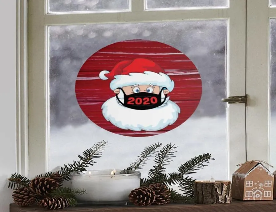 2121 cm Bellissimo adesivo natalizio Creative Cartoon Round Show Adesivi di vetro Finestra Xmas Babbo Natale Atmosfera adesivi VT17605938875
