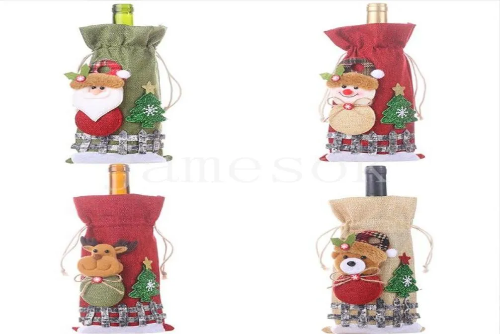 Copertura per bottiglie di vino di Natale Merry Christmas Holiday Babbo Natale Cover bottiglia di champagne Decorazioni di Natale per casa DE7409698228