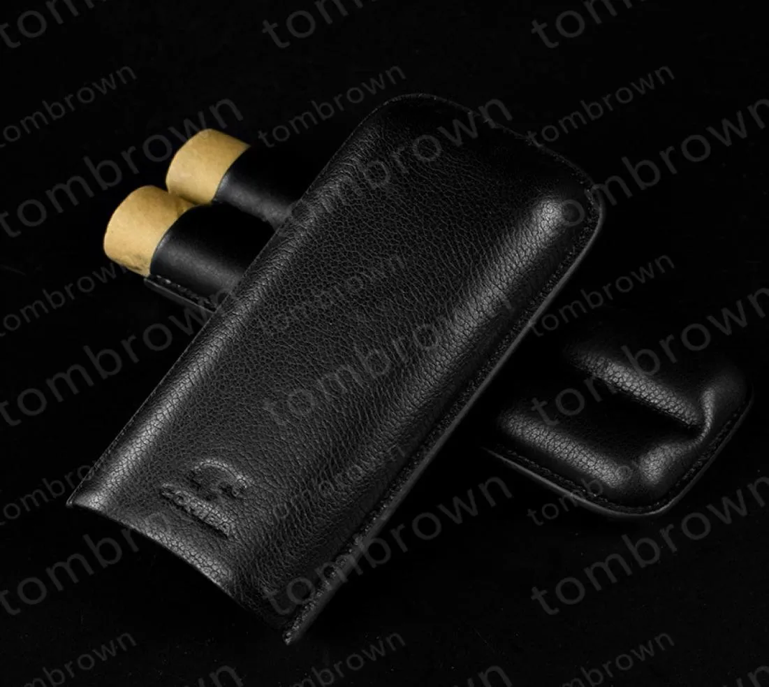 Beautiful new quality production COHIBA Leather Holder 2 Tube Travel Case and Cigar Humidor suit for cuban cigar6379569