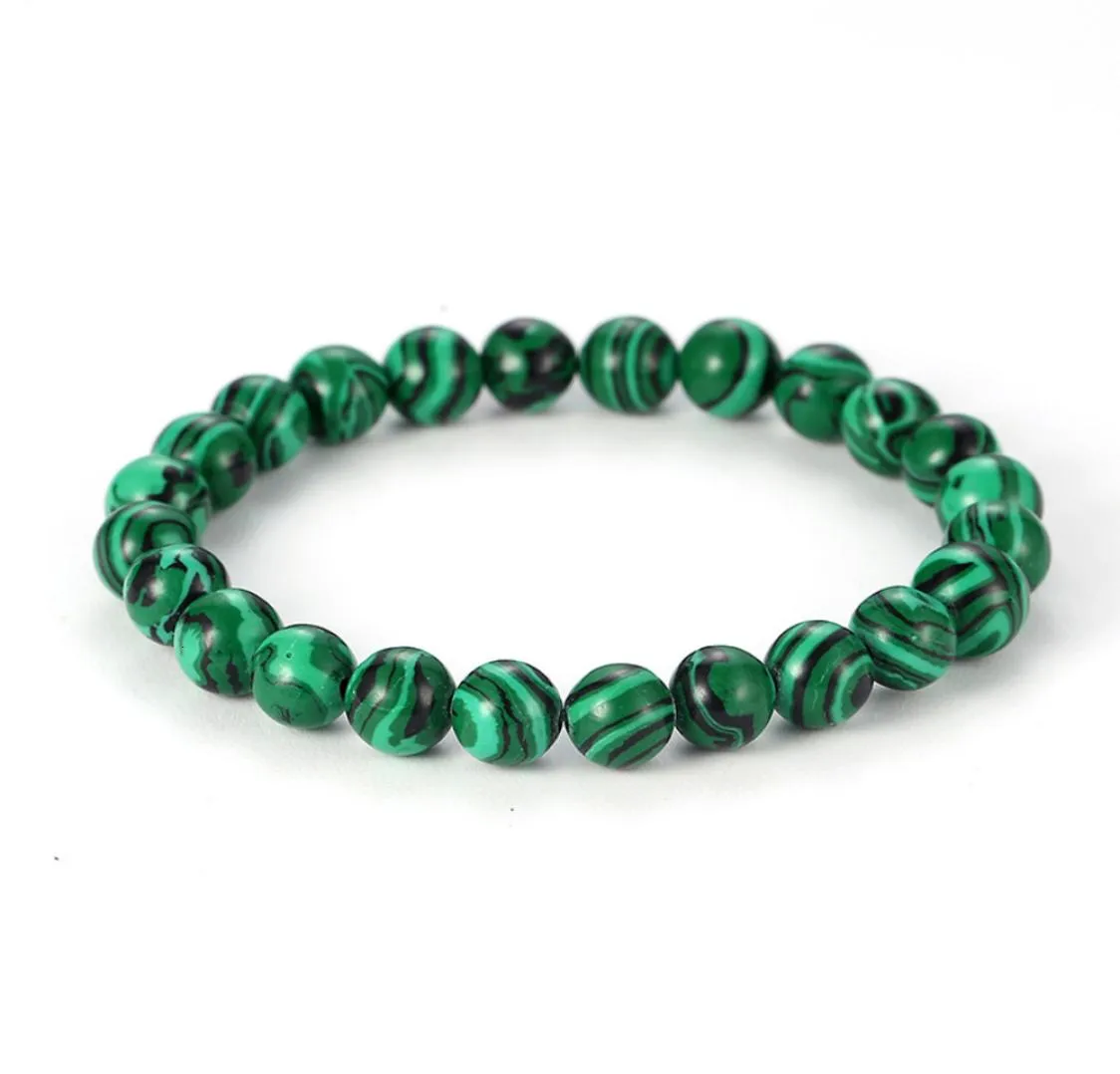 Malachite bleue populaire 6 8 10 12 14 mm Men039s et femmes 039 Bracelet élastique de la mode2257057