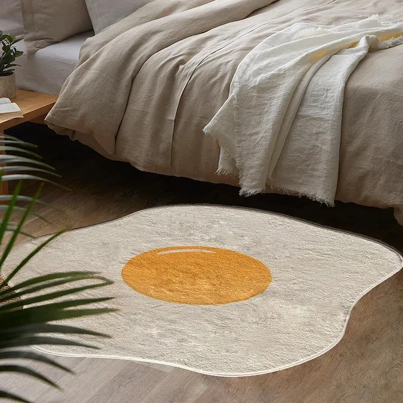 Tapetes de piso em forma de ovo tapetes de piso de pele macia Bergo de cabeceira de cabeceira absorvente de caxemira sem deslizamento decoração de mesa de café